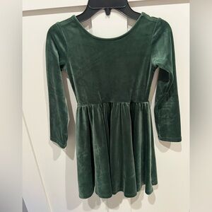 Girls Velvet Long-Sleeve Emerald Green Dress